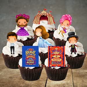 Amazon.com: PRECUT Greatest Showman Cupcake Toppers, Edible Circus Cake ...
