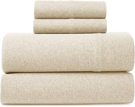 bed INC Road Trip America Jersey Sheets Queen Set - Cotton (4 Pieces) Deep Pockets T-Shirt Soft Knit Stretchy Jersey Sheets - 1 Flat 1 Fitted 2 Pillowcases (Oatmeal, Queen)