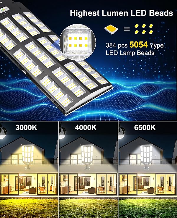 JAYNLT Y-12000W Solar Street Lights Outdoor,3000K/4000K/6500K Commercial Parking Lot Lights Dusk to Dawn,Solar Flood Lights Outdoor for Basketball Court, Yards, Driveways, Farms by JAYNLT - Image 4
