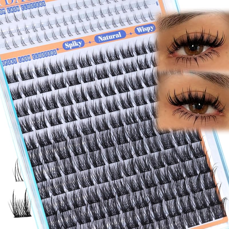 Wispy Lash Clusters Natural Lash Extension Spiky Cluster Eyelash Extensions C Curly Manga Individual Eyelashes 10-16mm Pestañas Postizas Naturales DIY Anime Eyelash Extension with Bottom Lashes