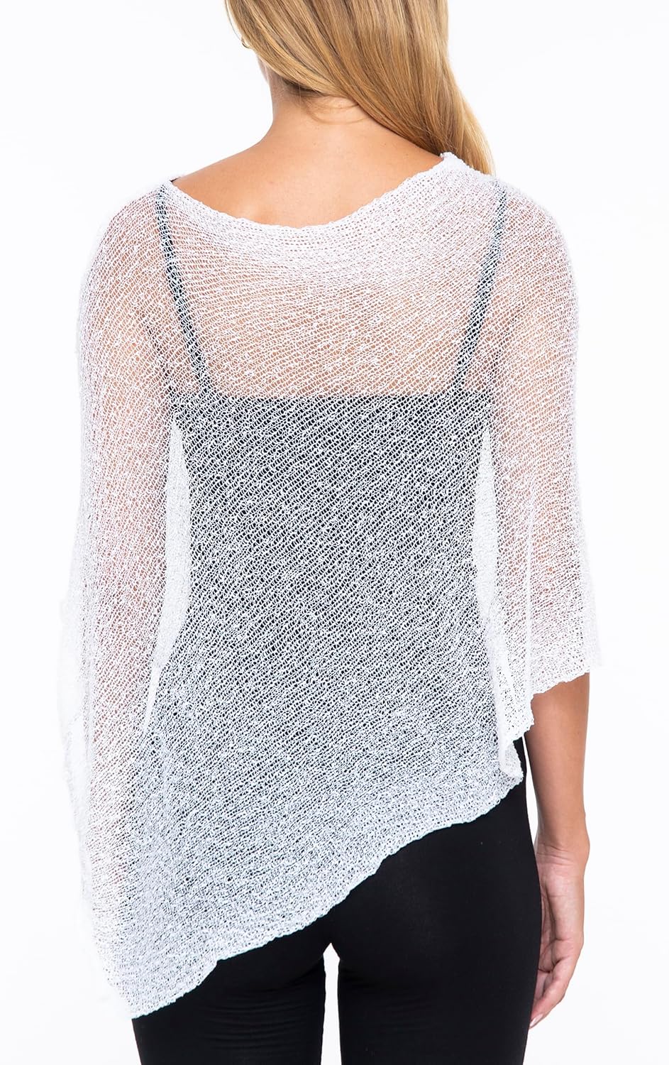 SHU-SHI Womens Sheer Knit Poncho Shrug Lightweight Cover Up One Size Fits Most - Image 5