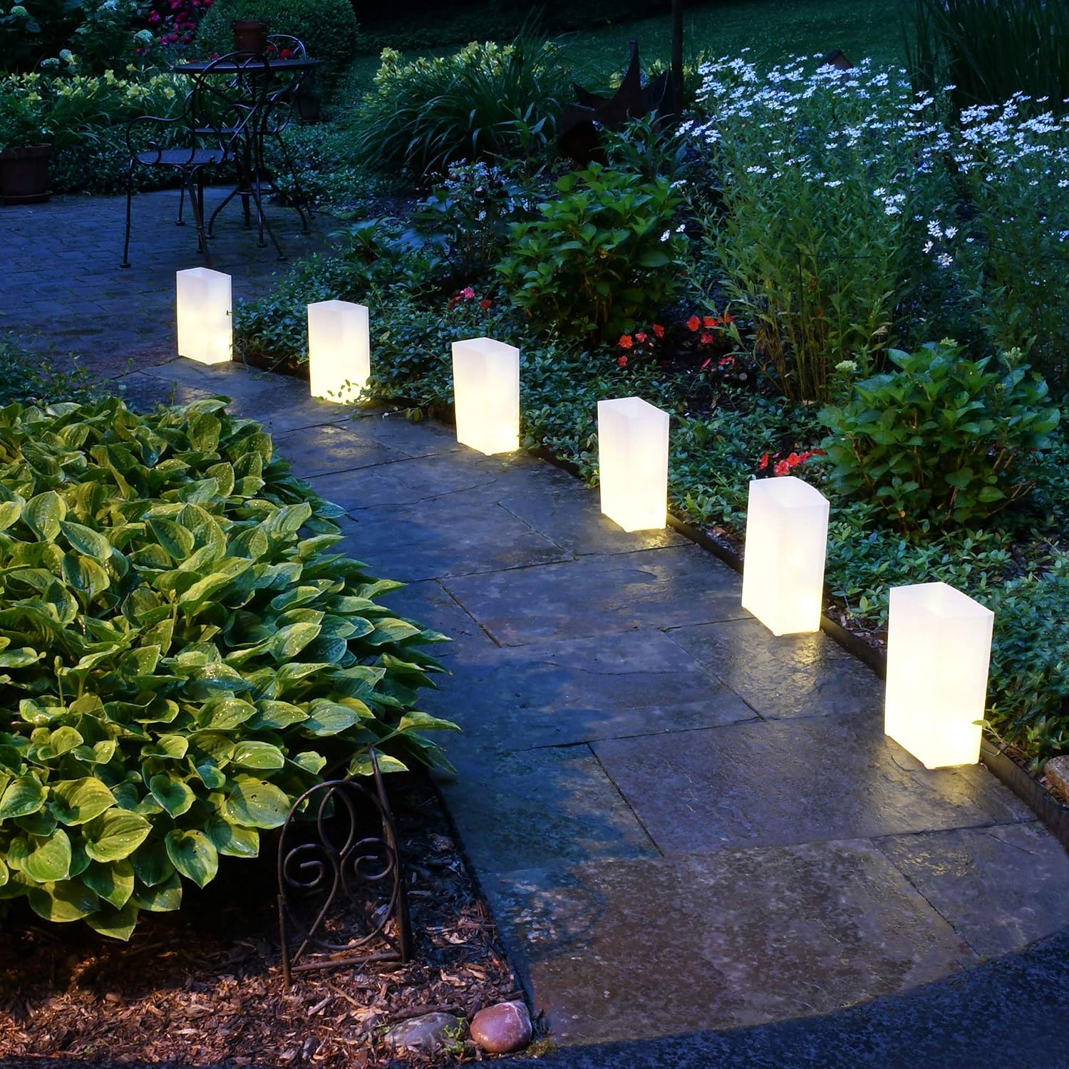 LumaBase Remote Control Battery Operated LED Luminaria Kit, White - Set of 6
