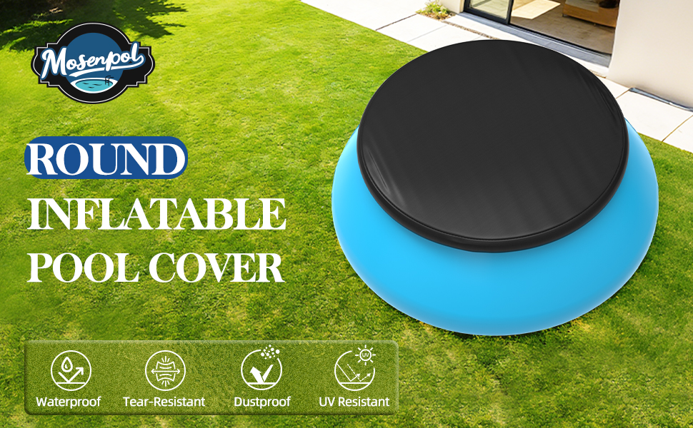 Cubre piscina inflable redonda 8 ft negro miniatura 7