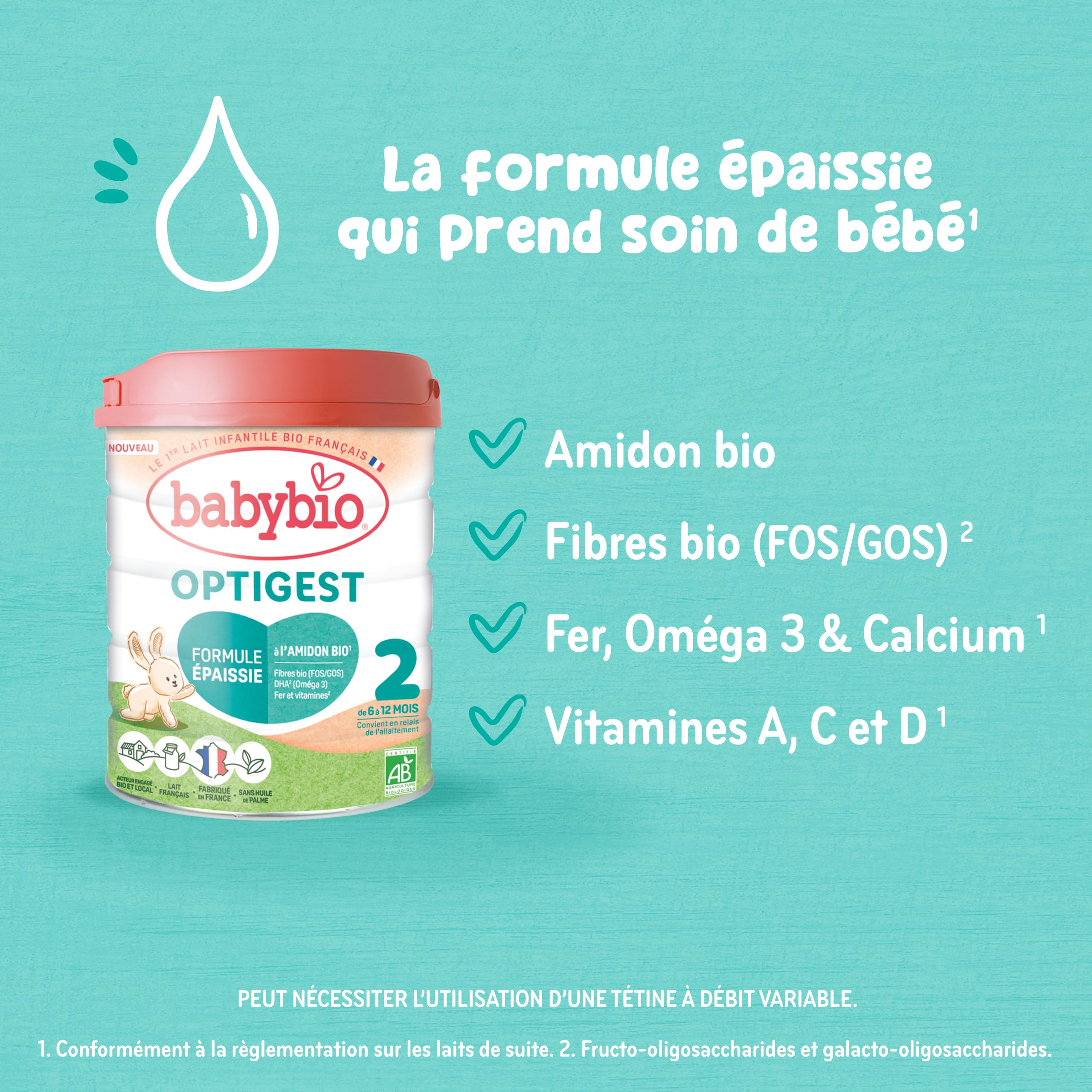 Babybio Optigest 2ème âge dès 6 mois 800g (Lot de 4)