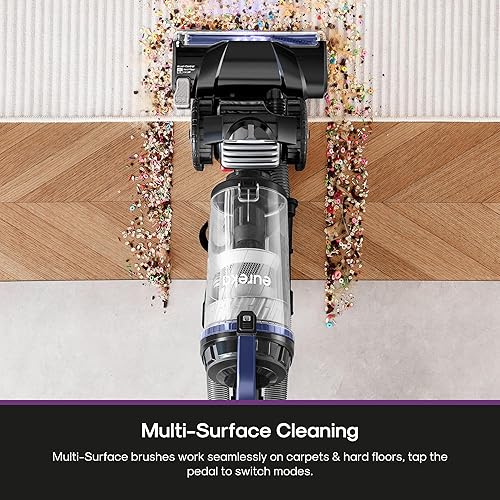 Miniatura 3 de Eureka Aspiradora vertical para alfombras y suelos duros, potente aspiradora con doble succión ciclónica, dirección giratoria, antienredos, gran