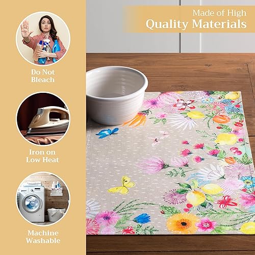 Miniatura 3 de Maison d' Hermine Jardin D'Ete - Juego de 4 manteles individuales de tela 100 % algodón, decorativos y lavables para mesa de Pascua para comedor,