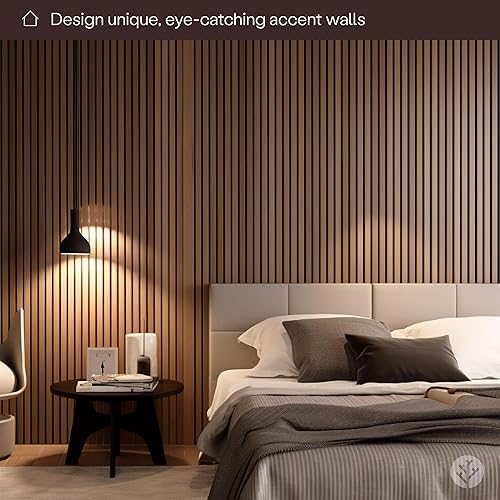 Miniatura 3 de Dos paneles de lama acústica de chapa de pared de madera, 240 x 32 cm cada uno, paneles insonorizados, absorción de sonido, 2 cm de profundidad,