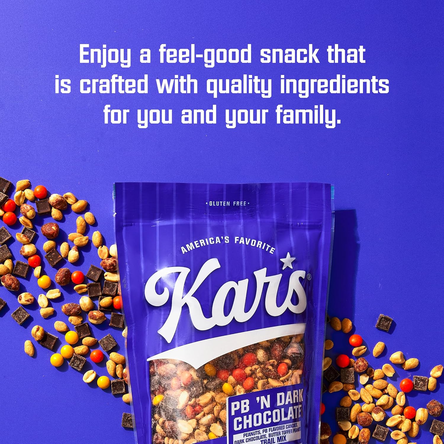 Kar’s Nuts Peanut Butter ‘N Dark Chocolate Trail Mix, 2 oz Grab & Go Bags, Individual Snack Packs (Pack of 72), Gluten-Free Trail Mix Snacks