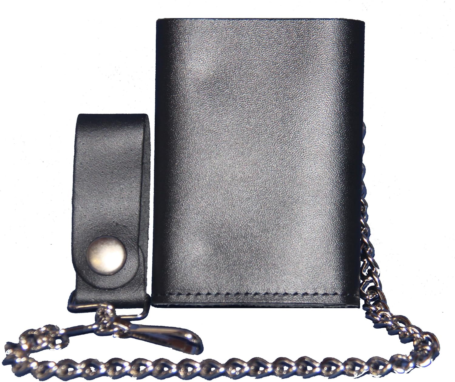 Custom Skull and Crossbones Black Trifold Chain Wallet. MADE IN USA
