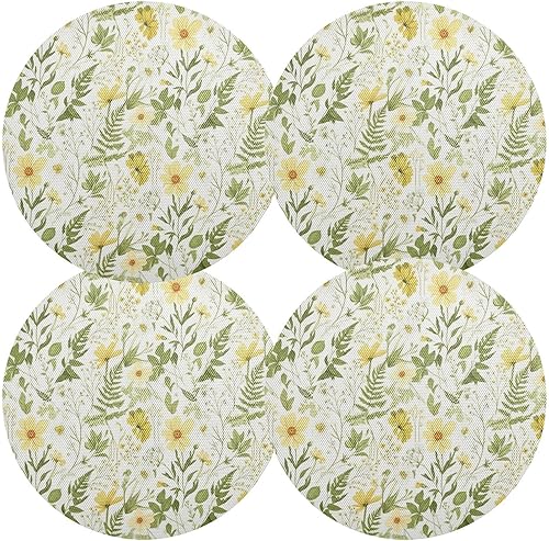 Miniatura 2 de Yellow White Wildflowers Place Mat, Washable Heat Place Mat for Kitchen one sizex6