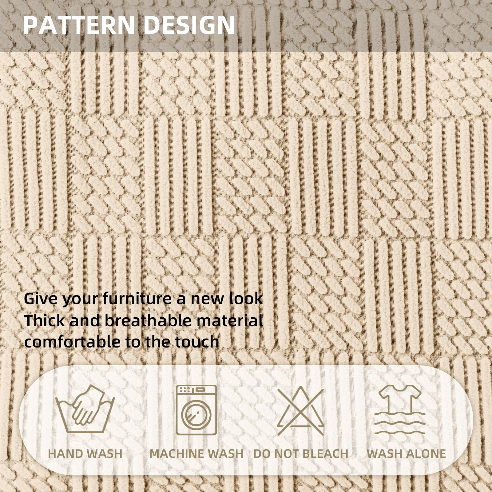 OKYUK Fodera per poltrona Relax, ad alta elasticità per poltrona relax reclinabile, 4 pezzi, con tasche laterali, estraibili e lavabili fodere protettive (beige riga)