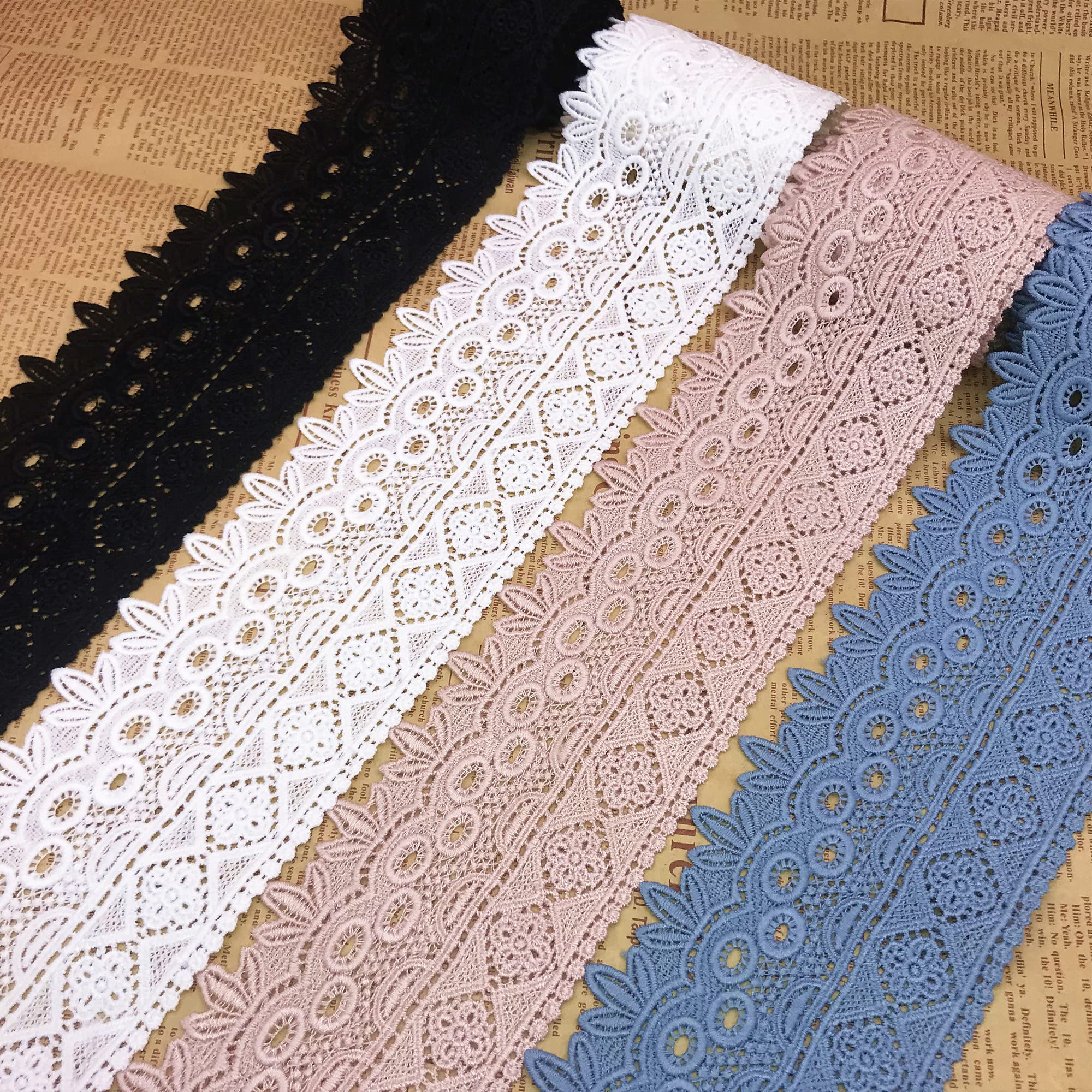 8CM Width Europe Rome Pattern Inelastic Embroidery Lace Trim,Curtain Tablecloth Slipcover Bridal DIY Clothing/Accessories.(2 Yards in one Package) (Ivory) - Image 2