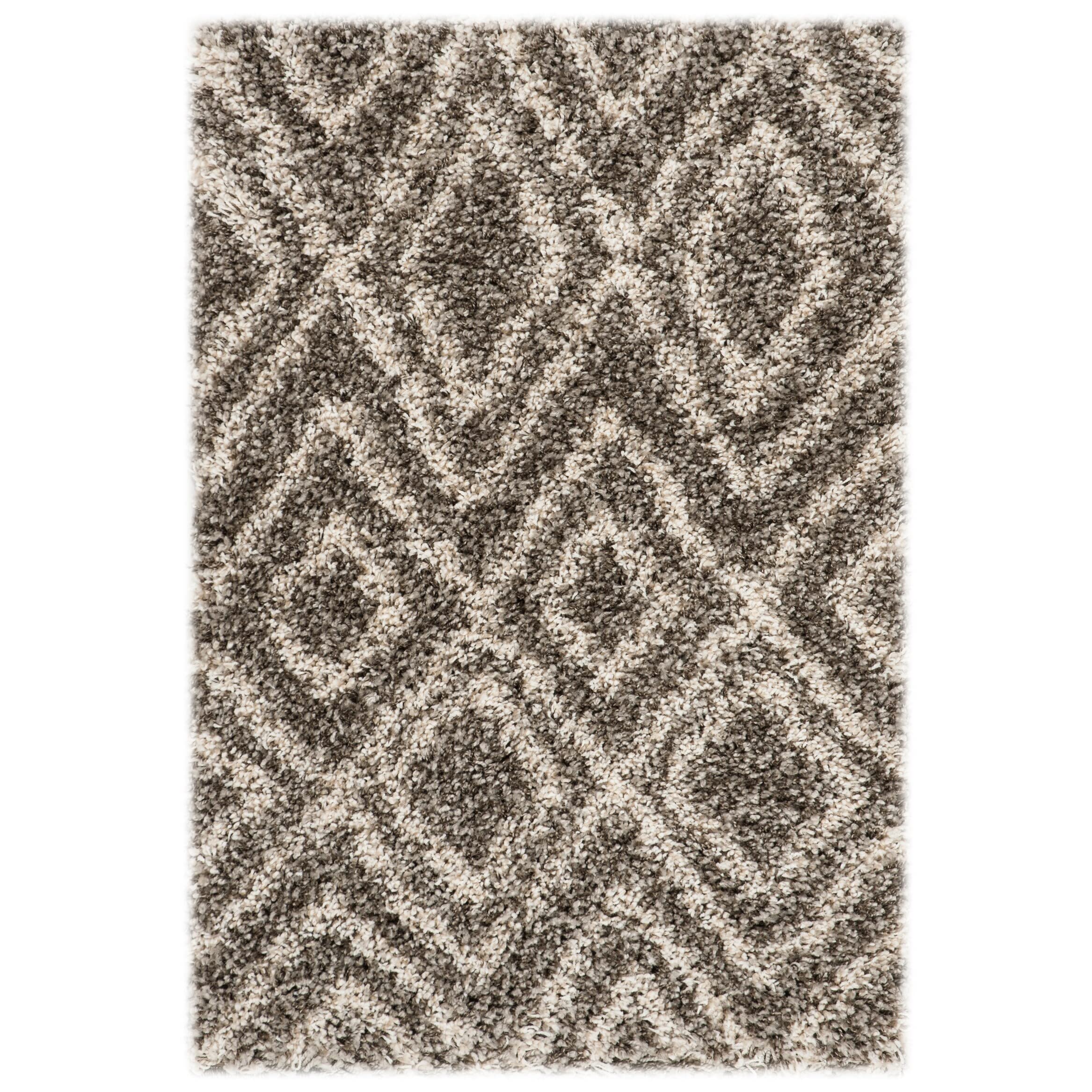 SafaviehHudson Shag Collection 2' x 3' Grey/Ivory SGH332B Moroccan Non-Shedding Living Room Bedroom Dining Room Entryway Plush 2-inch Thick Accent Rug