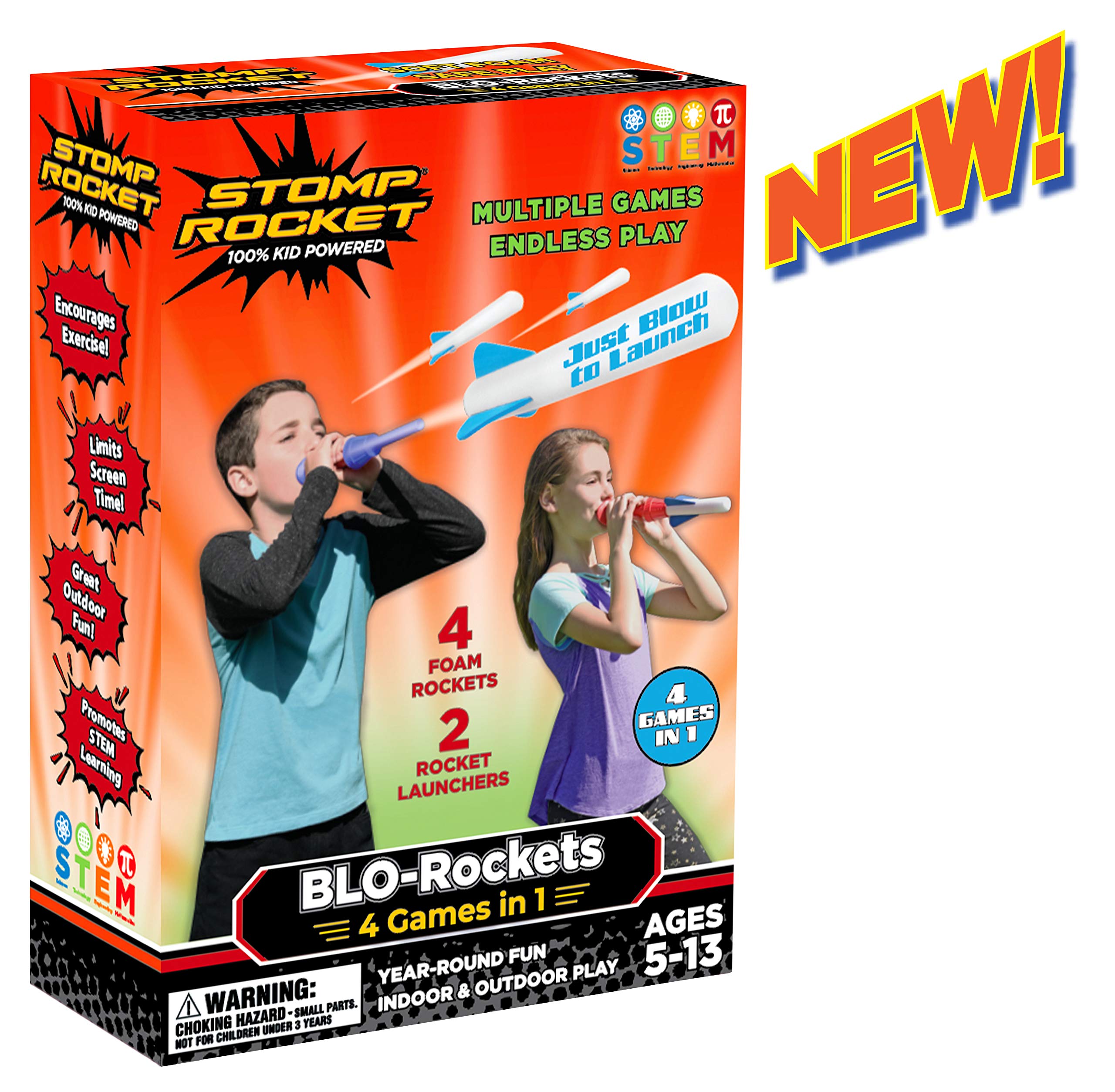 Stomp Rocket 365030 Stomp Rochet BLO (incl. 4 Rockets), Multicolored