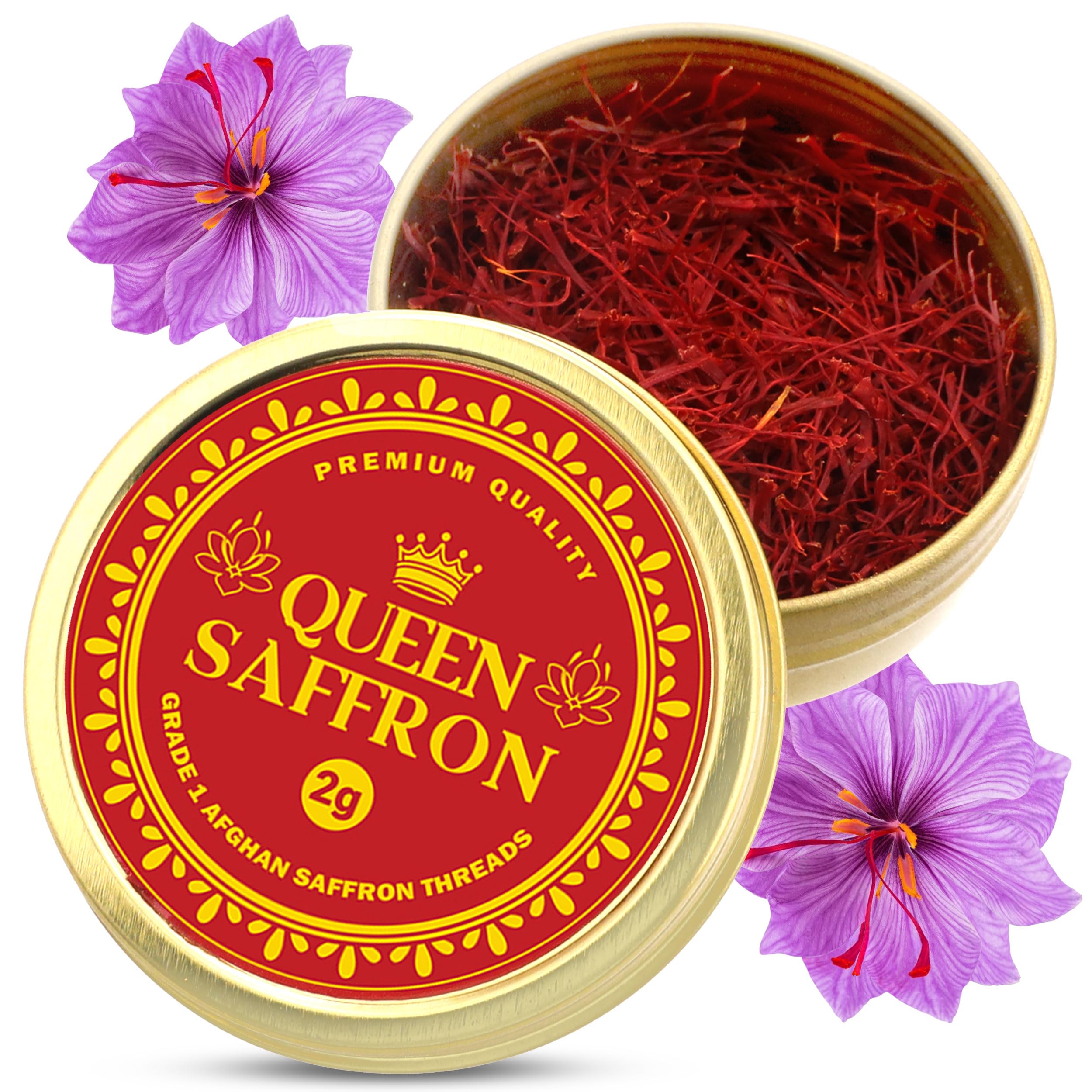 Queen Saffron, Premium grade Spice, Pure Threads, No Artificial, No Preservatives, for Tea, Rice, Desserts, Risotto, Paella and all Culinary Uses