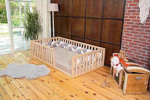 Miniatura 7 de Montessori Floor Bed Small Size 52x27,5" Height 18.90''  Pine Tree Toddler Bed Frame, Wood Bed Frame  Gift For Kids Room Decor (Small)