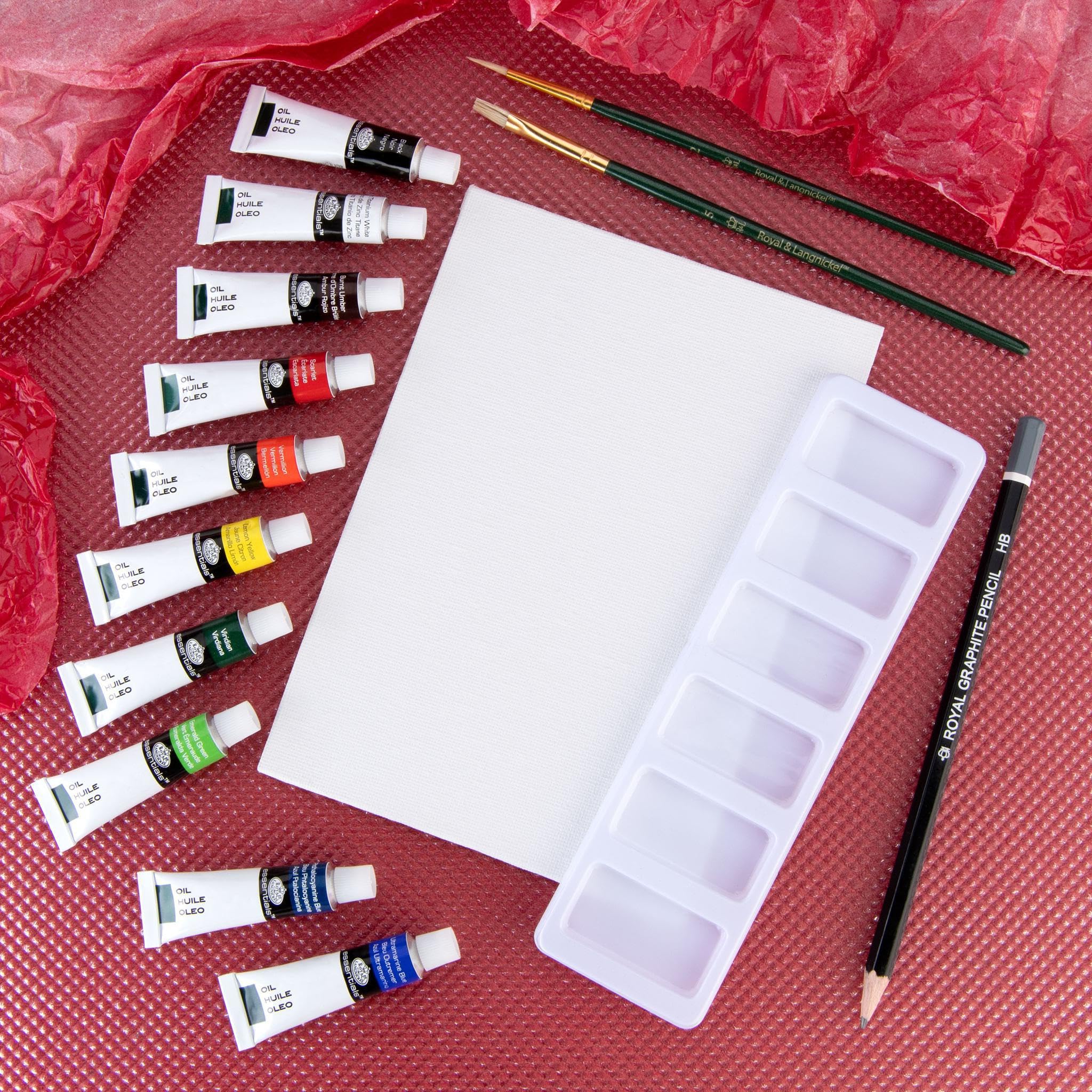 Essentials Artist Pack Colori A Olio 12 Tubetti Da 12ml Con Pennelli E Blocco