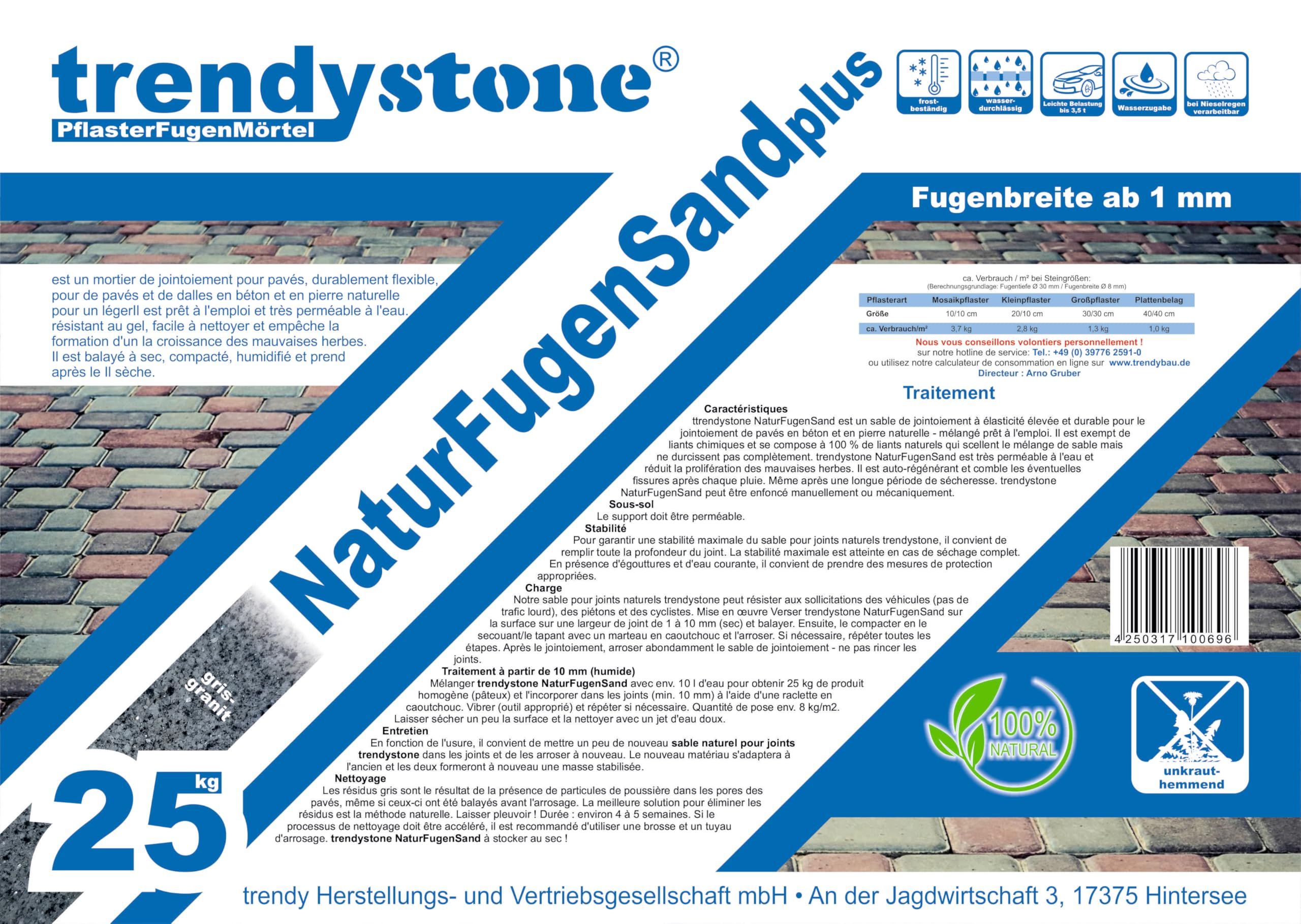 trendystone NaturFugensand 25 kg granitgrau - selbstreparierend - OHNE chemische Zusatzstoffe - wasserdurchlässig