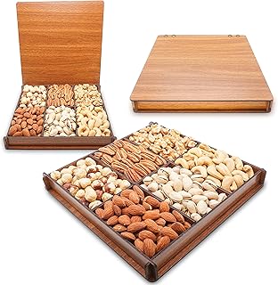 Nuts and Dried Fruit Gourmet Fresh Assortment Tray, Turns into Basket,Family-Birthday Parties, Thanksgiving &Christmas, Fathers & Mothers Day (Natural, Nuts)