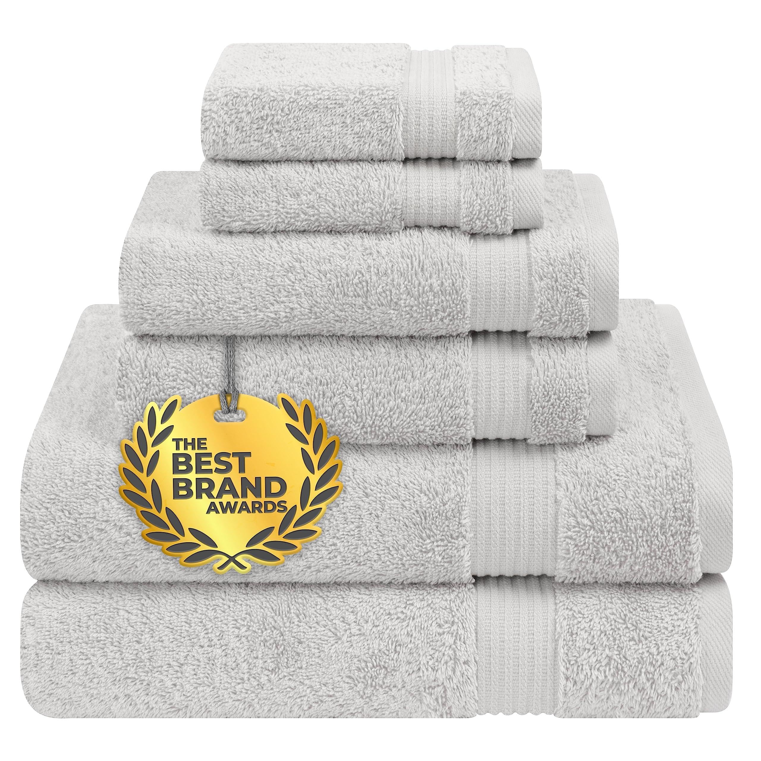 Sponsored Ad – 6 Piece Towel Set 100% Cotton Soft Absorbent Turkish Towels for Bathroom 2 Bath Towels 2 Hand Towels 2 Washcloth Silver Gray Towel Set
