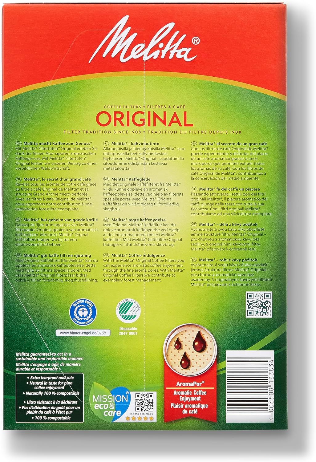 Melitta (merita) Coffee Filters Natural Brown 1 X 6 6 – 12 Cup for 40 Pieces Pa – 164B