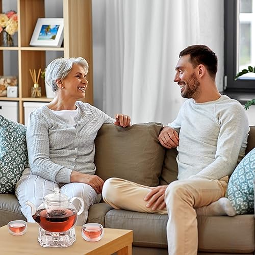 Miniatura 7 de Moss & Stone Infusor de té de vidrio de 27 onzas y 4 tazas de té, tetera de vidrio de borosilicato con colador de vidrio extraíble y tazas de té de