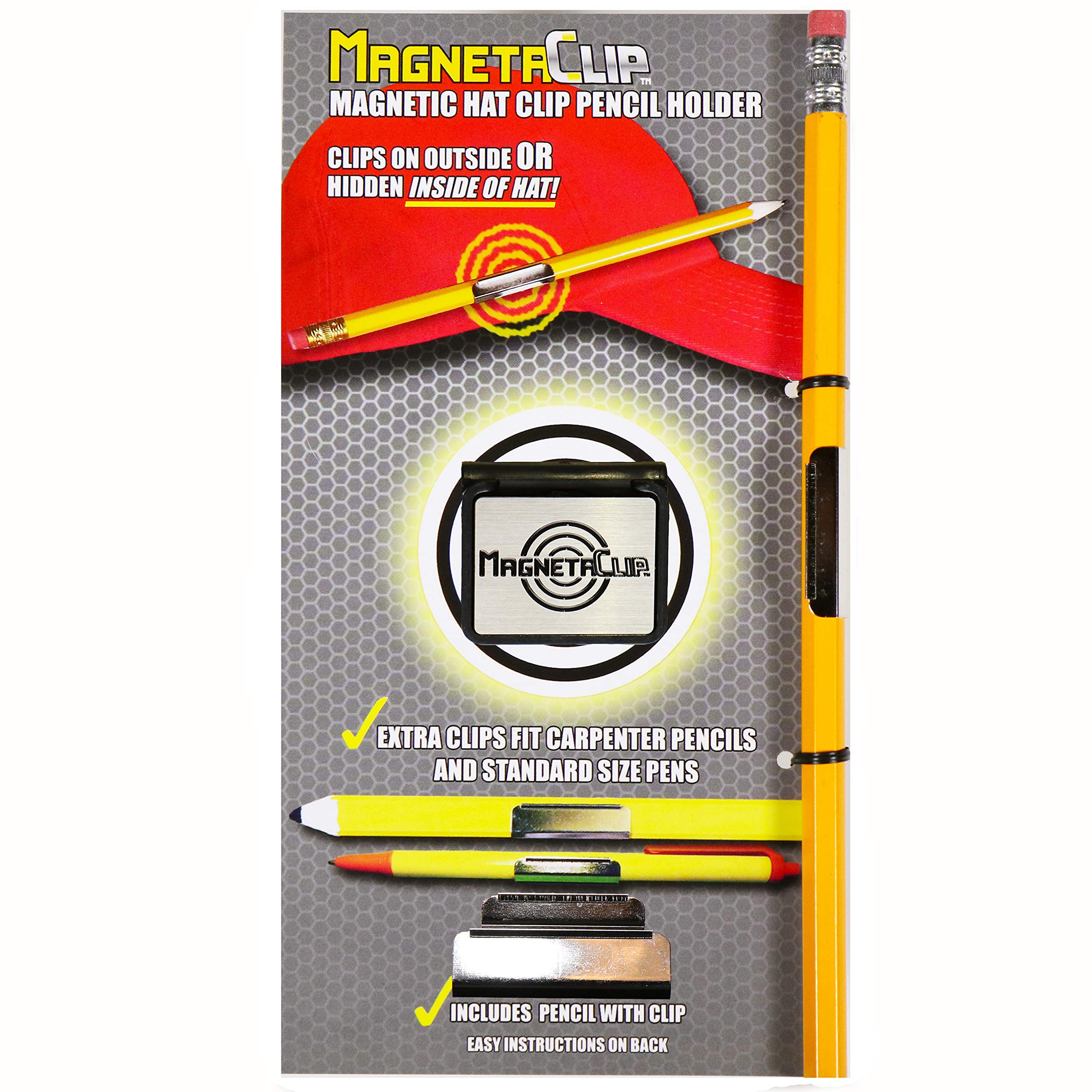 MAGNETACLIP - Magnetic Hat Clip Pencil Holder With Strong Magnetic Clip For Standard Pencils and Carpenter Pencils (1)