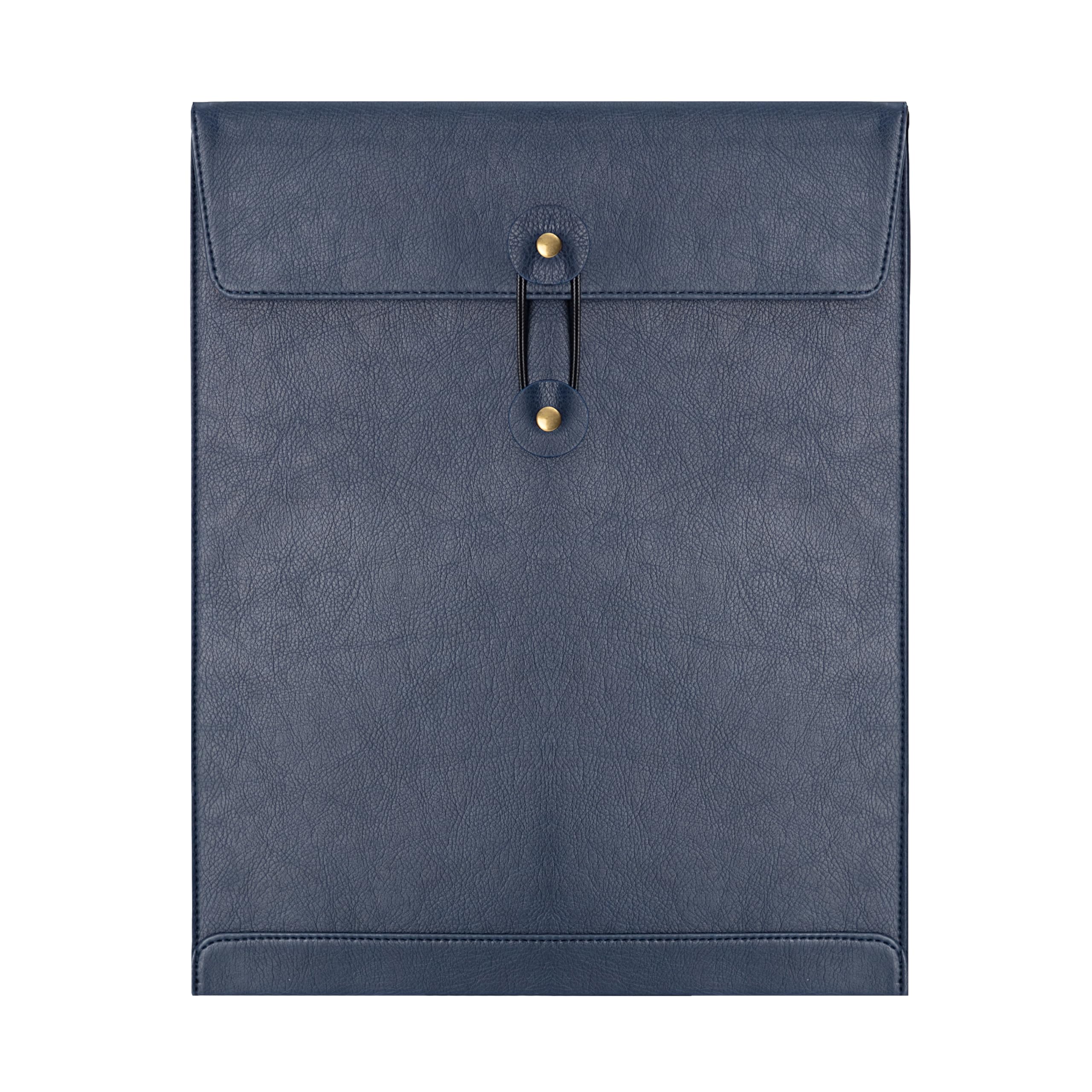 QiXin Blue PU Leather File Folder for Documents,Important Document Folder with String Tie,Laptop Sleeve Notebook Case,Leather File Organizer,A4 Envelopes Filing Folder — image 1