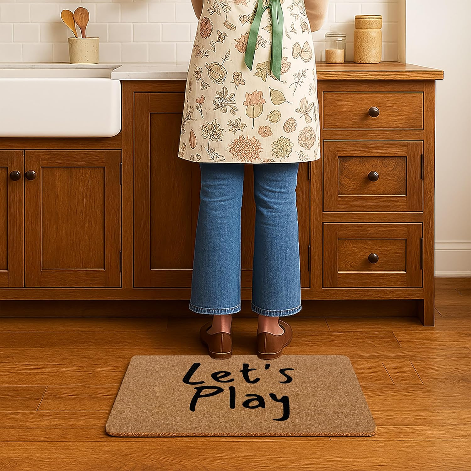 Let's Play Doormat - Kids Welcome Mat Front Door Indoor Outdoor Entrance, Playhouse Accessories Artificial Coir Rugs for Home Bathroom Kitchen Entrance Decor 30x17in