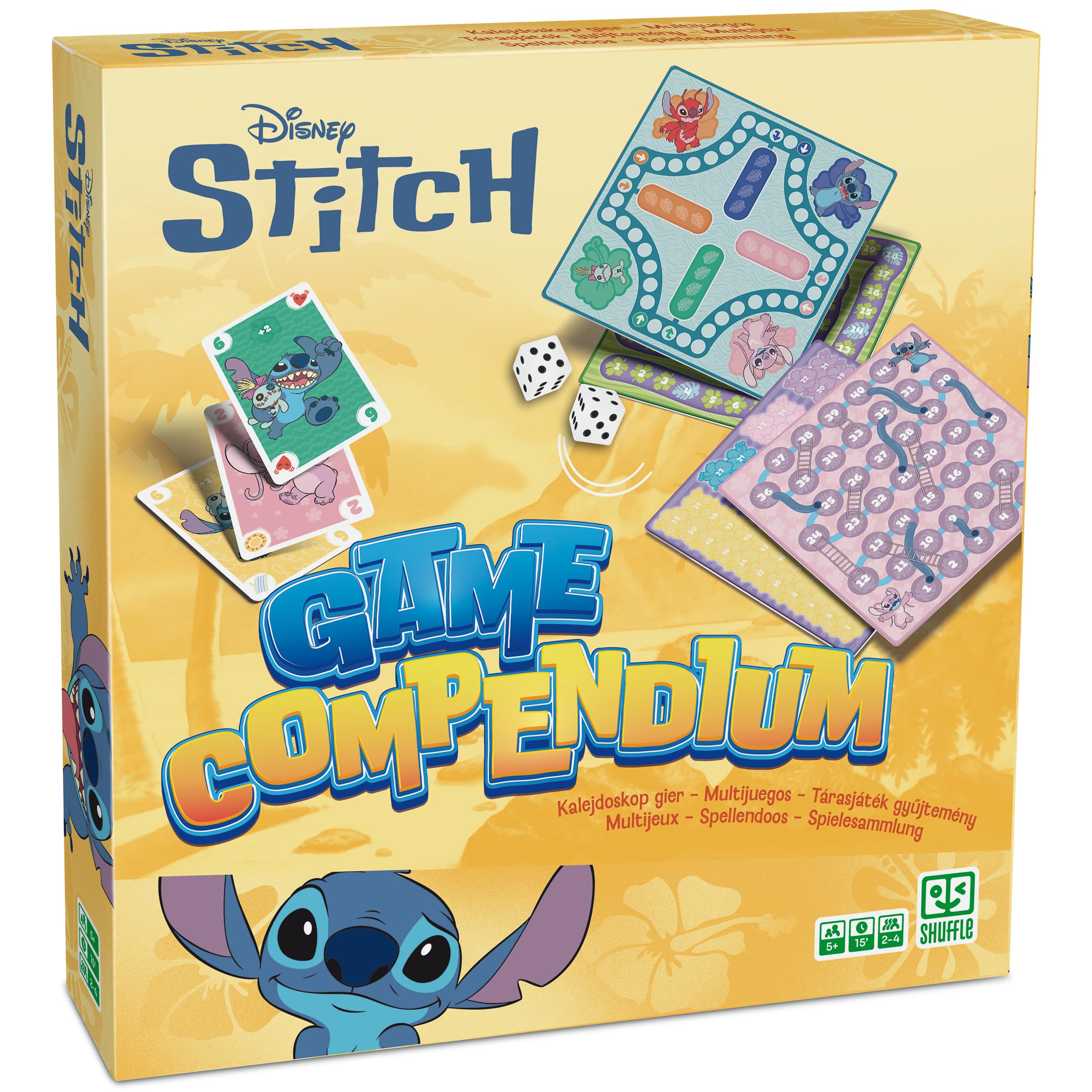 Shuffle Game Compendium Disney Stitch - Collection de jeux de société pour garçons et filles à partir de 5 ans.