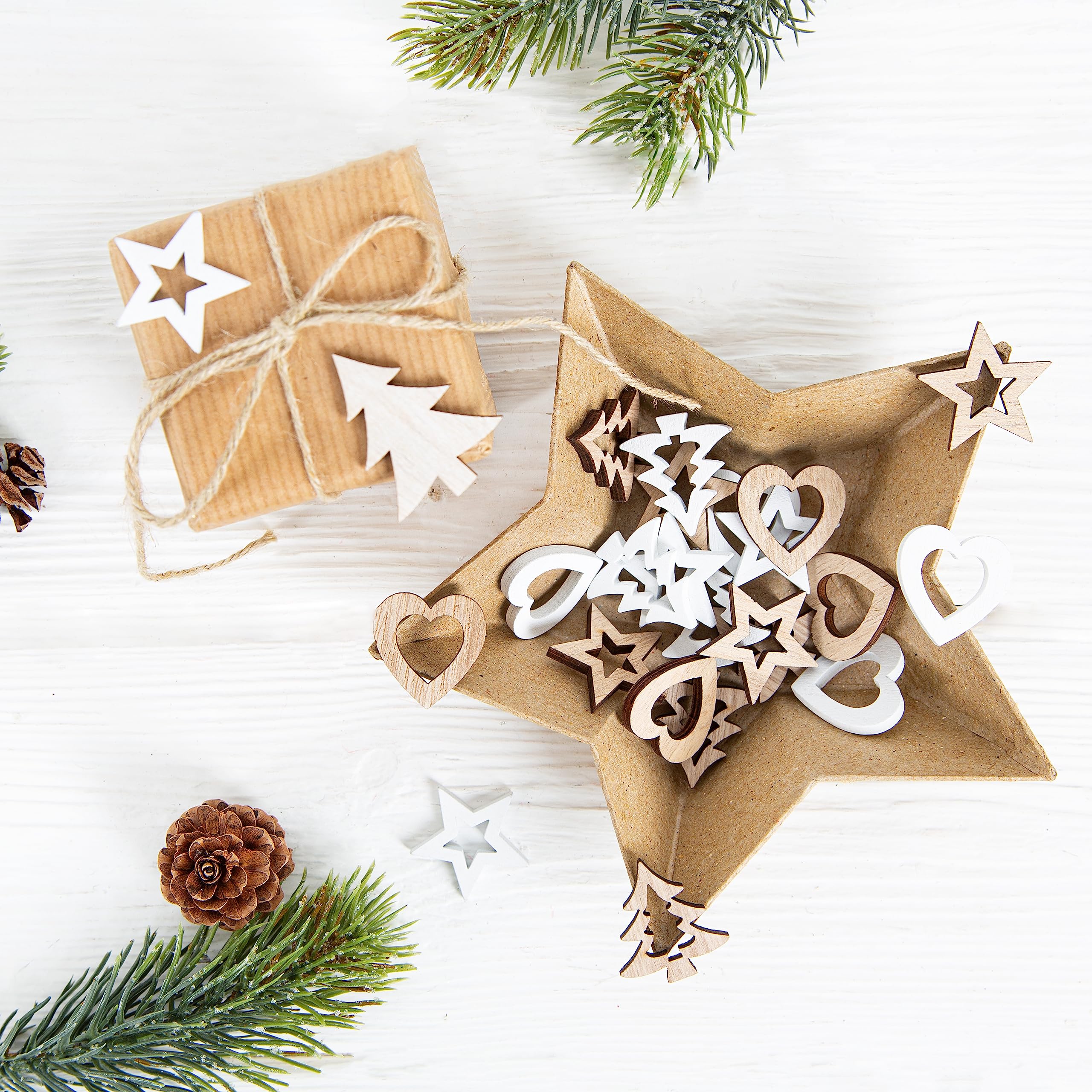 24 Mini Flocons De Neige En Bois Pour Décoration De Table De Noël - 2,5 Cm - Kit Bricolage