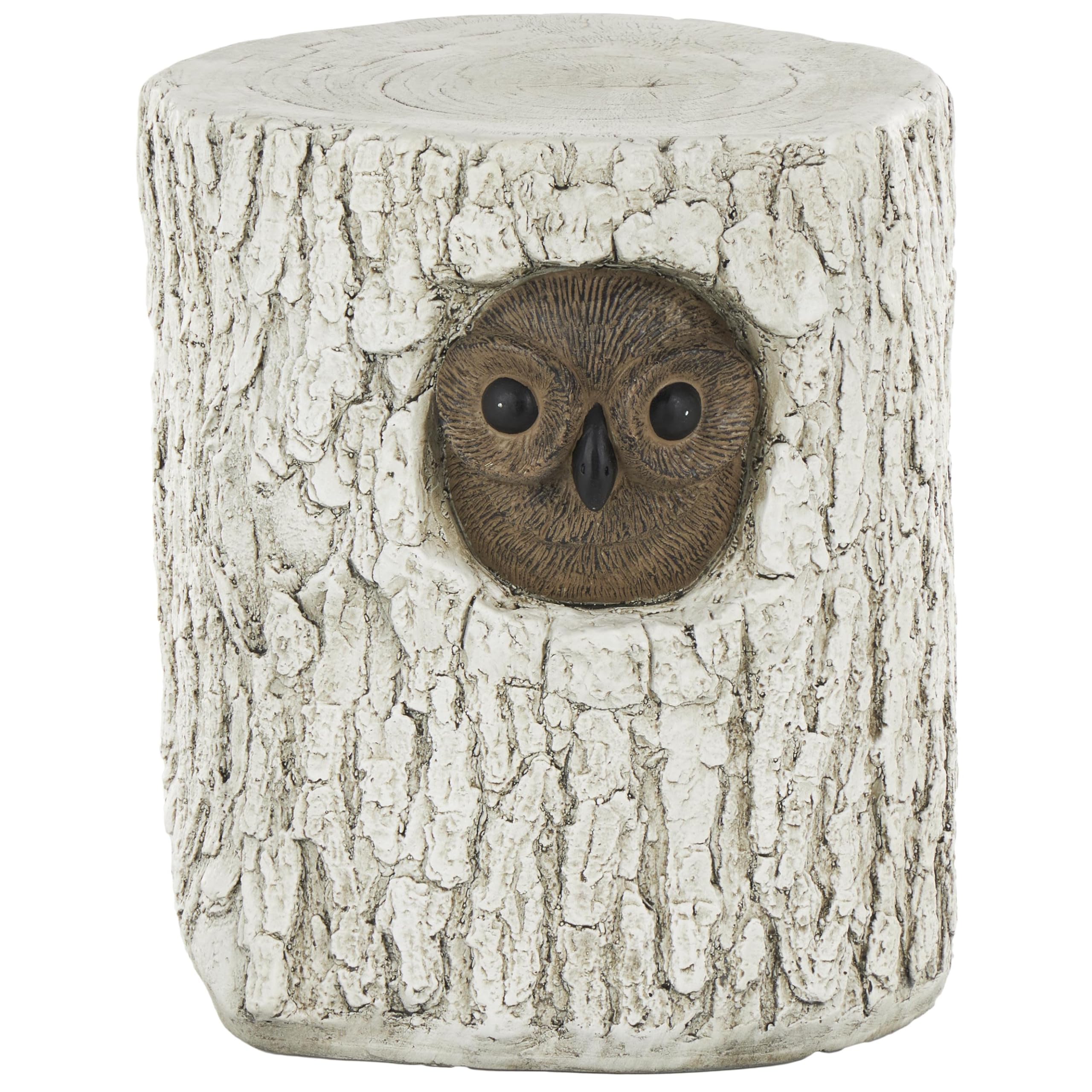 Deco 79 Magnesium Oxide Owl Garden Stool Tree Trunk with Brown Accents, 15" x 15" x 17", White-image-34