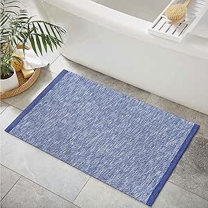 Amazon.com: Lahome Small Bathroom Rugs, Washable 2x3 Handwoven Low Pile Entryway Rug, Blue ...