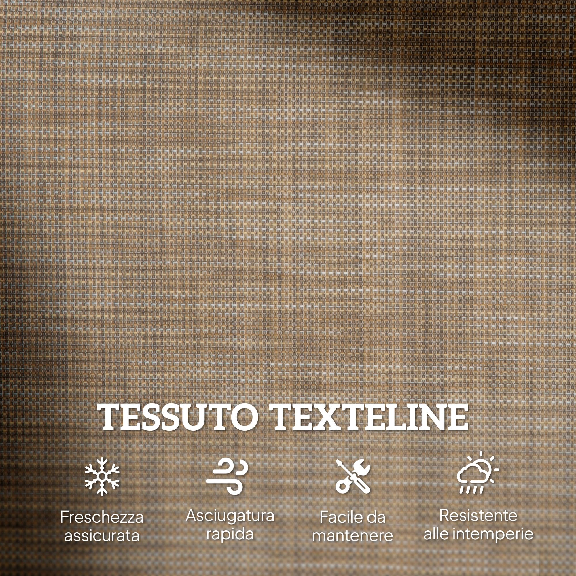 Outsunny Panchina a Dondolo da Giardino a 2 Posti, Panca da Giardino in Metallo e Tessuto a Rete Traspirante, per Balconi, Patio, Terrazzo, 120x70x85cm, Marrone Chiaro