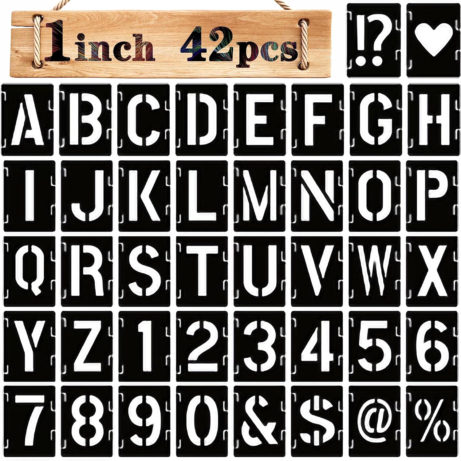 Manbl 42 Pcs Alphabet Letter Stencils for Painting on Wood, 1 inch ...