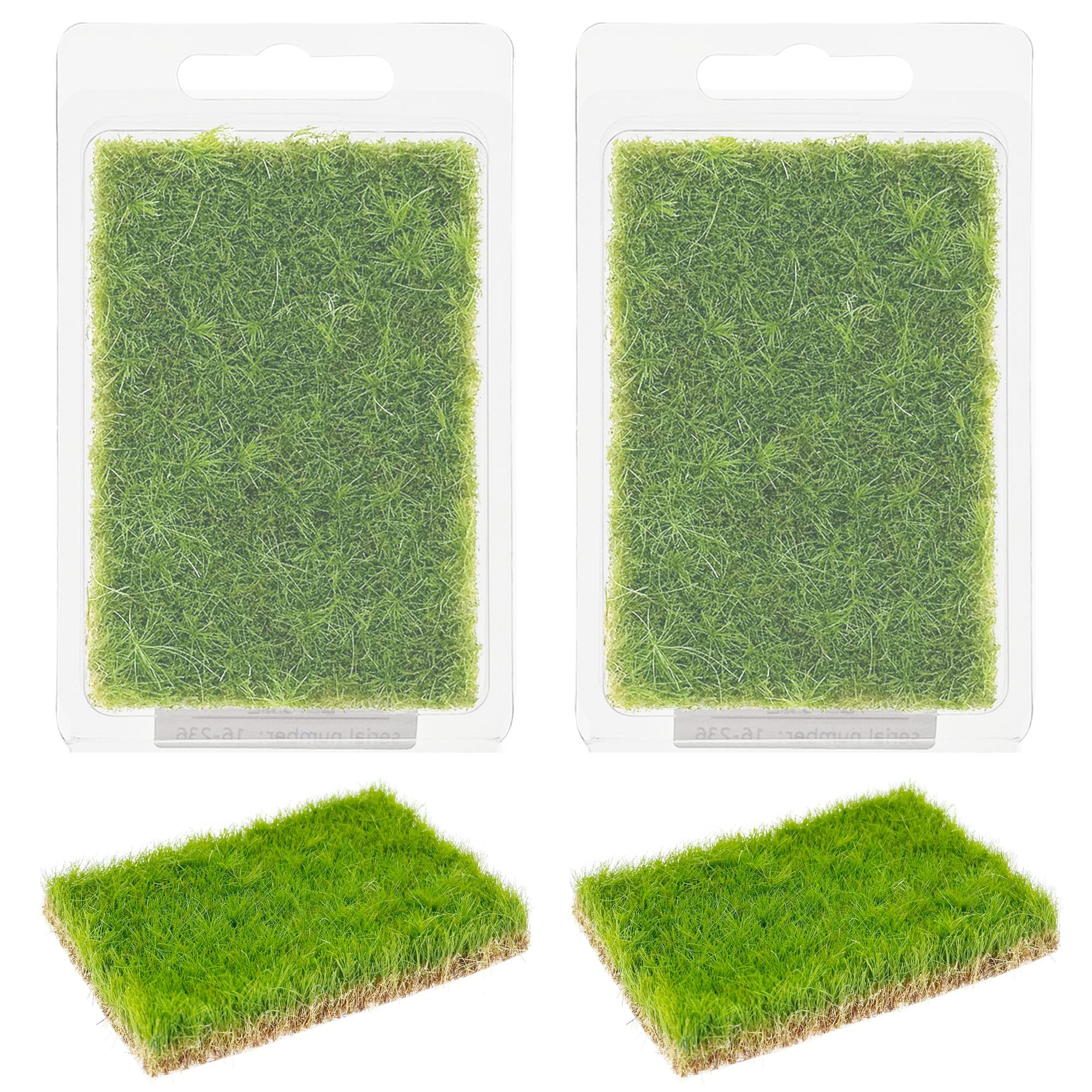 Woohome 2 PCS Static Grass Tuft Railway Artificial Grass for Train Scenery, Railway Landscape, Military Sand Table DIY, Green โ image 1
