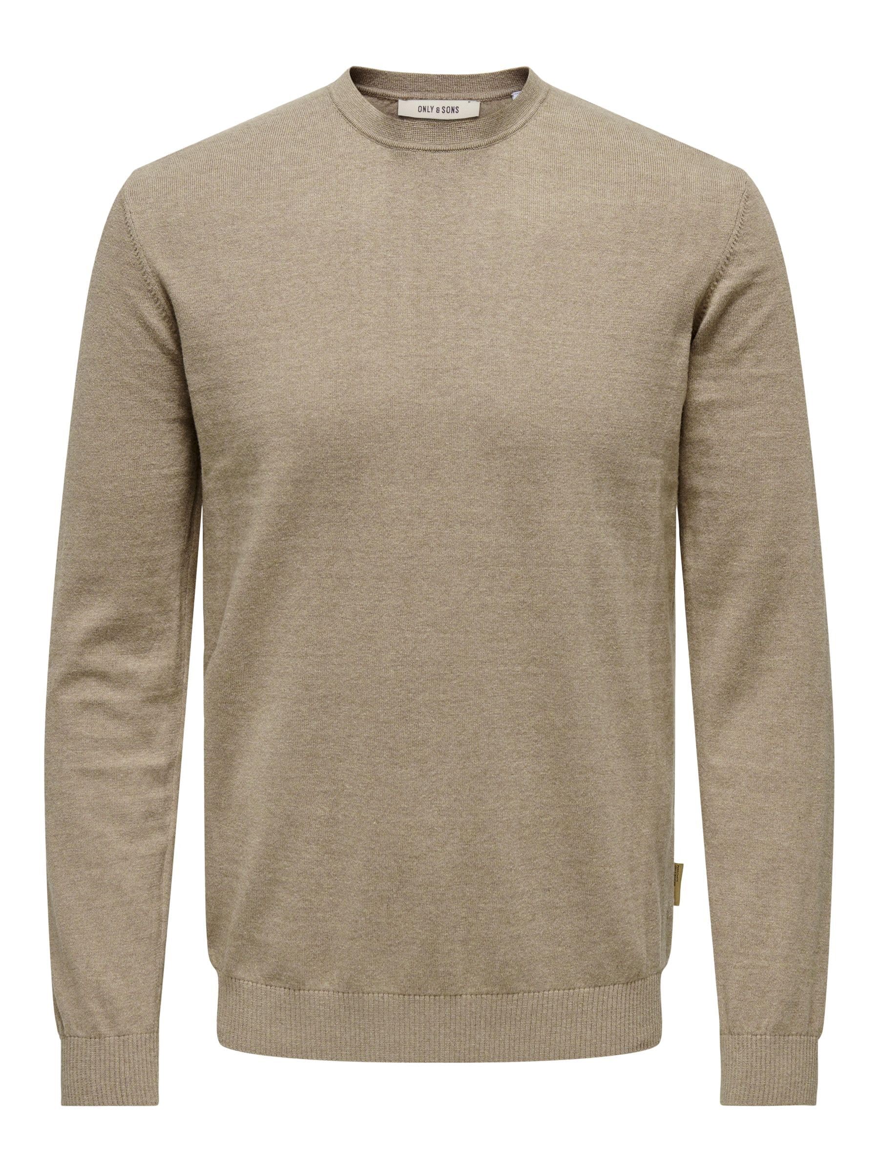ONLY & SONS ONSLOUI Male Knitted Jumper, Desert Taupe/Detail: Melange, L