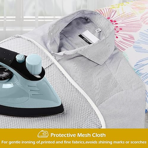 Miniatura 6 de Funda para tabla de planchar de 18 x 49 pulgadas, borde elástico, resistente al quemado, incluye 4 cierres y paño protector de malla abrasadora