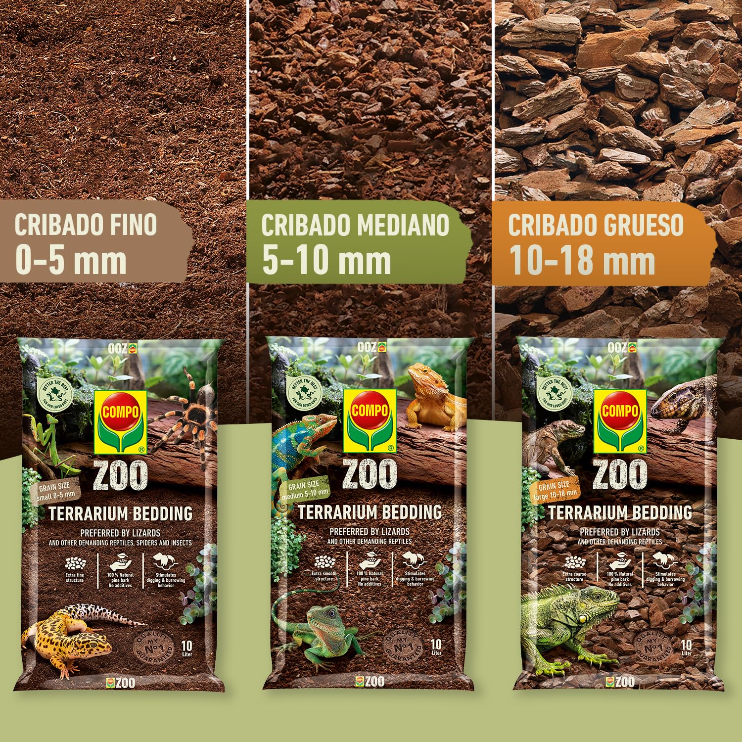COMPO Zoo podłoże do terrariów dla jaszczurek i innych wymagających gadów, średnia ziarnistość 5-10 mm