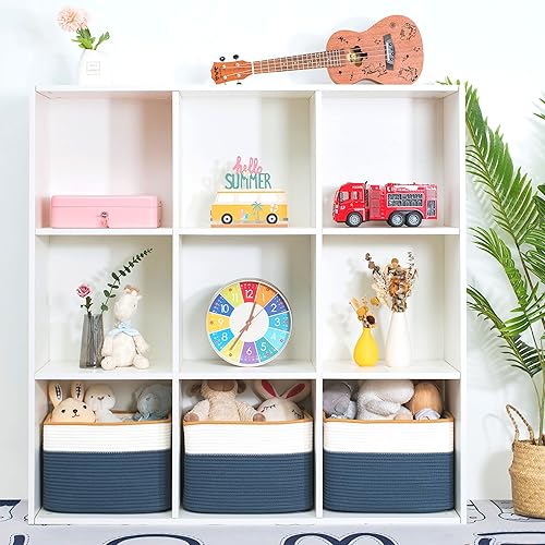 Miniatura 5 de MINTWOOD Design Cesta de almacenamiento para estantes, cestas decorativas para organizar, cesta de libros, caja de cubo de almacenamiento,