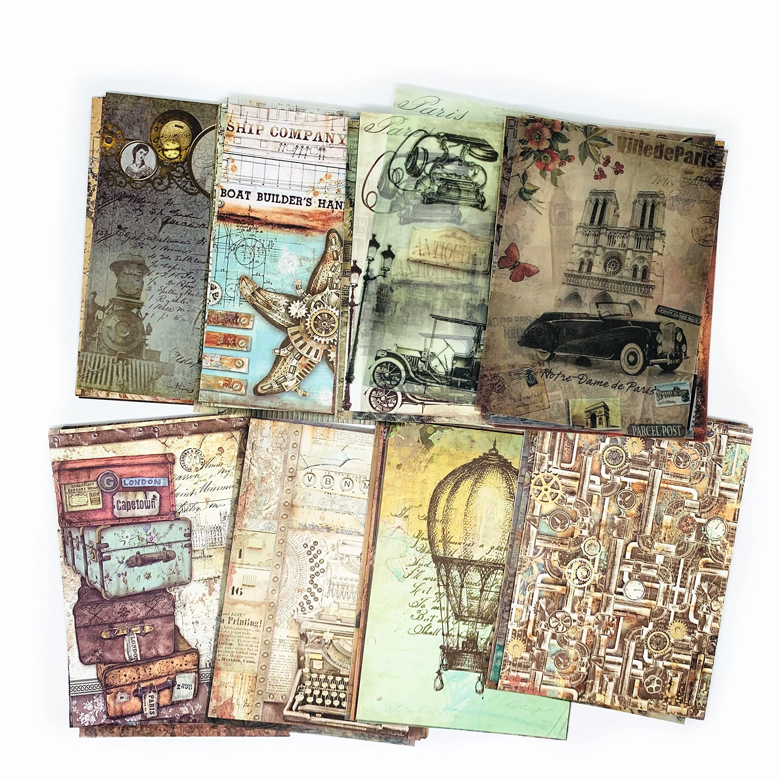 Amazon | 160枚 ヴィンテージジャーナリング スクラップブック資料用紙