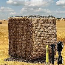 6x6 ft Bale Hay Net for Horses Round/Square, 1.7 inch Hole Knotless Livestock Slow Feeder Hay Storage Net for Horses, Cattle, Sheep in Farms Round