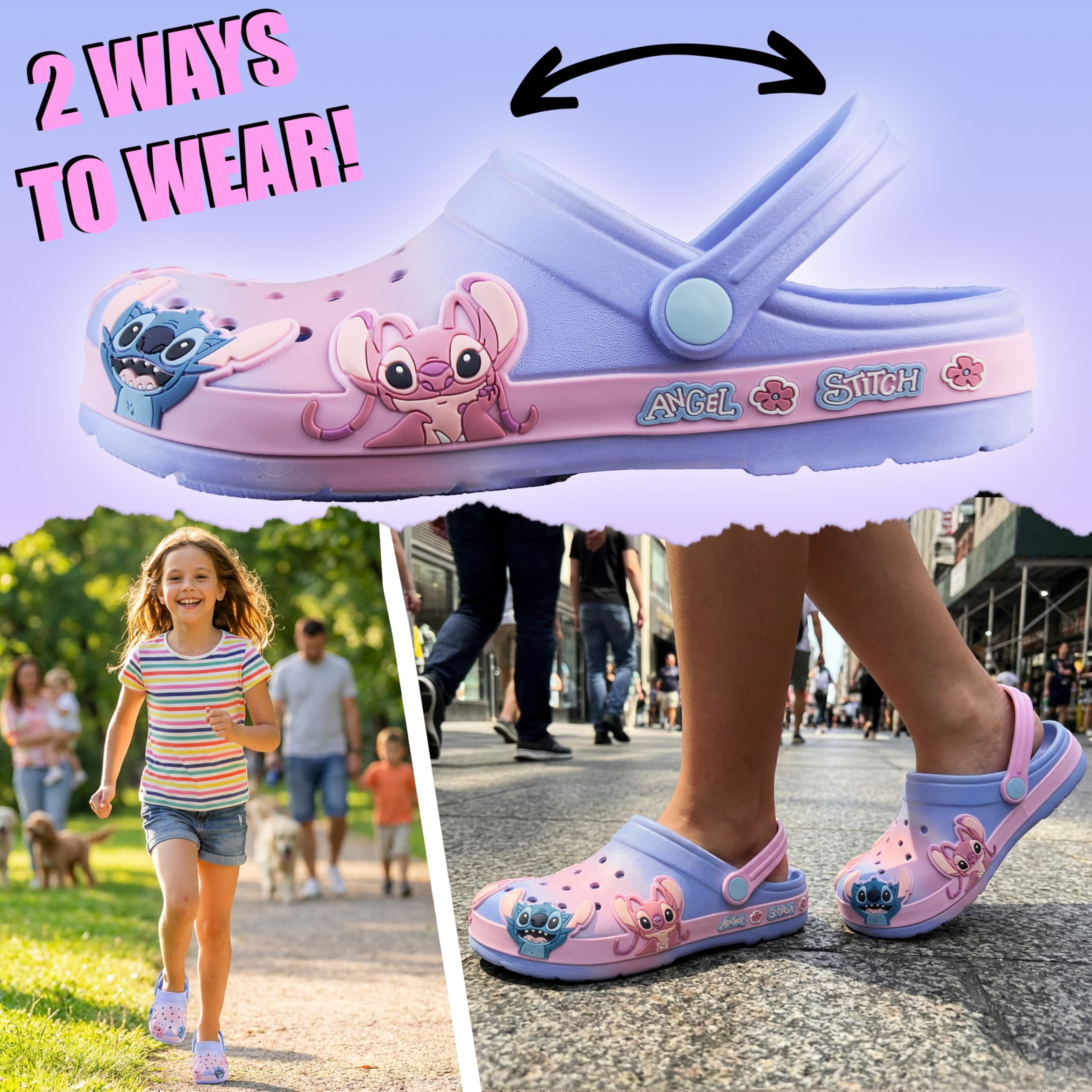 Get Trend Disney Stitch | Minnie Mouse | Prinzessinnen Clogs Kinder Hausschuhe Mädchen, rutschfest & Atmungsaktiv, Gartenschuhe Sommer Pantoffeln