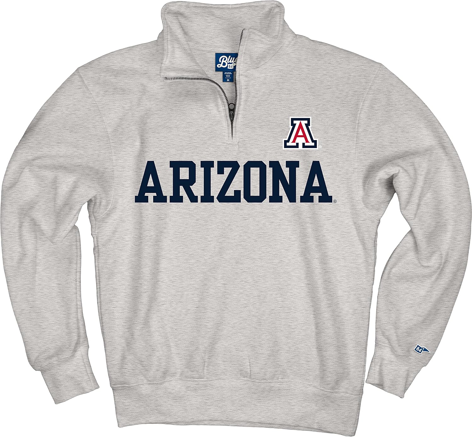 Blue 84 Men's Arizona Wildcats Quarter Zip Sweatshirt Grey, Grey, X-Large