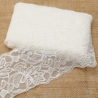VGOODALL 3 Inch White Lace Ribbon, 10 Yards Wide Stretchy Lace Trim Elastic Floral Lace for Bridal Wedding Decoration Chri...