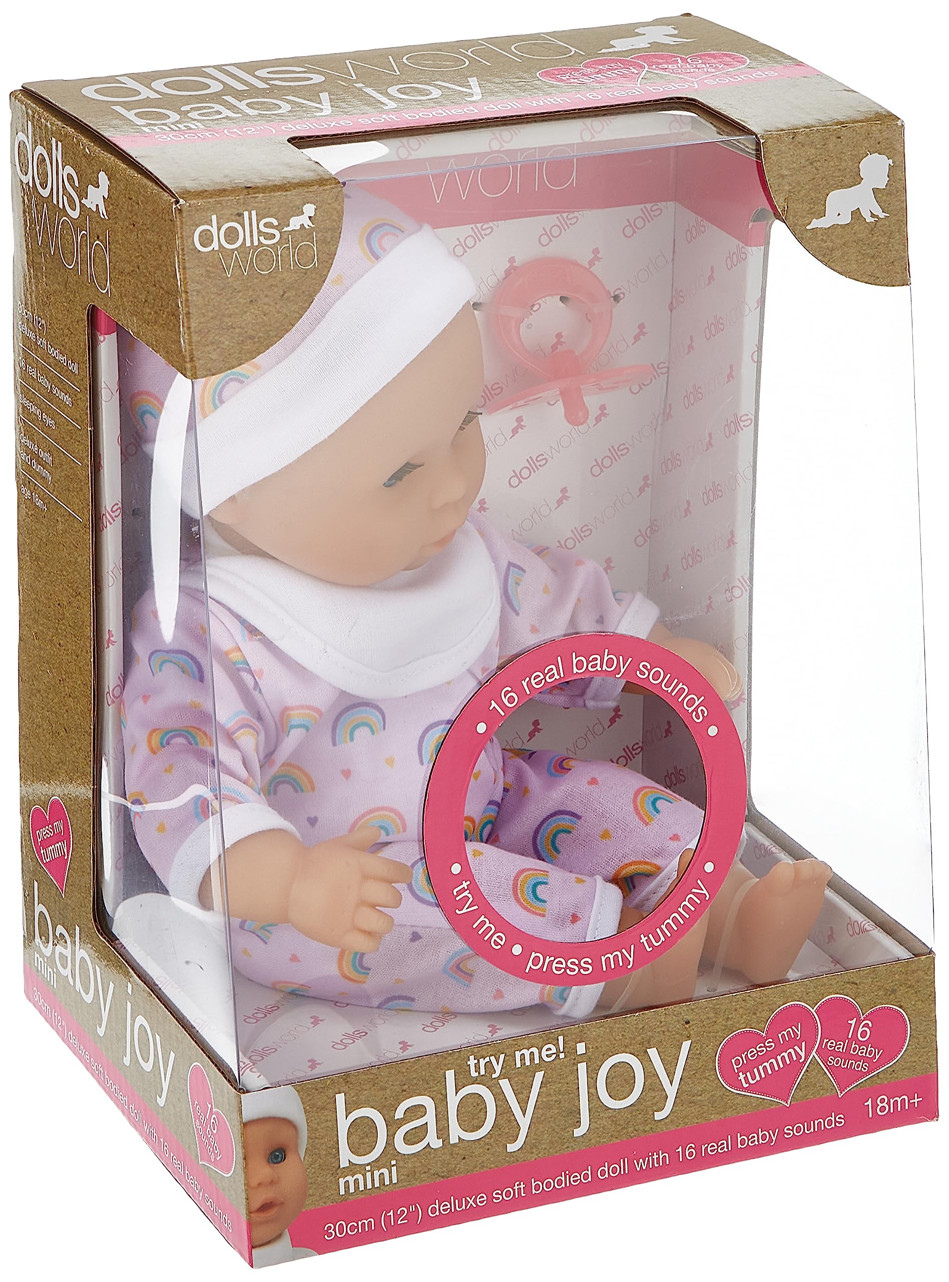 Dolls World Mini Baby Joy with Sound, 30 cm Size, Multicolor