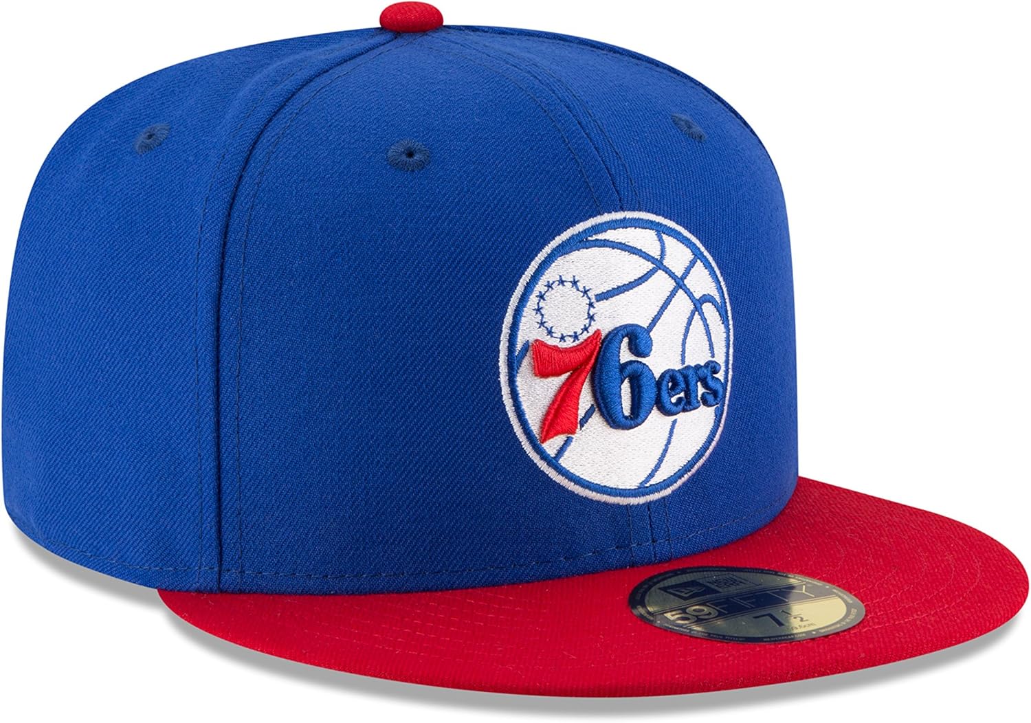 New Era NBA Philadelphia 76ers Men's 2-Tone 59FIFTY Fitted Cap, 7.5, Royal