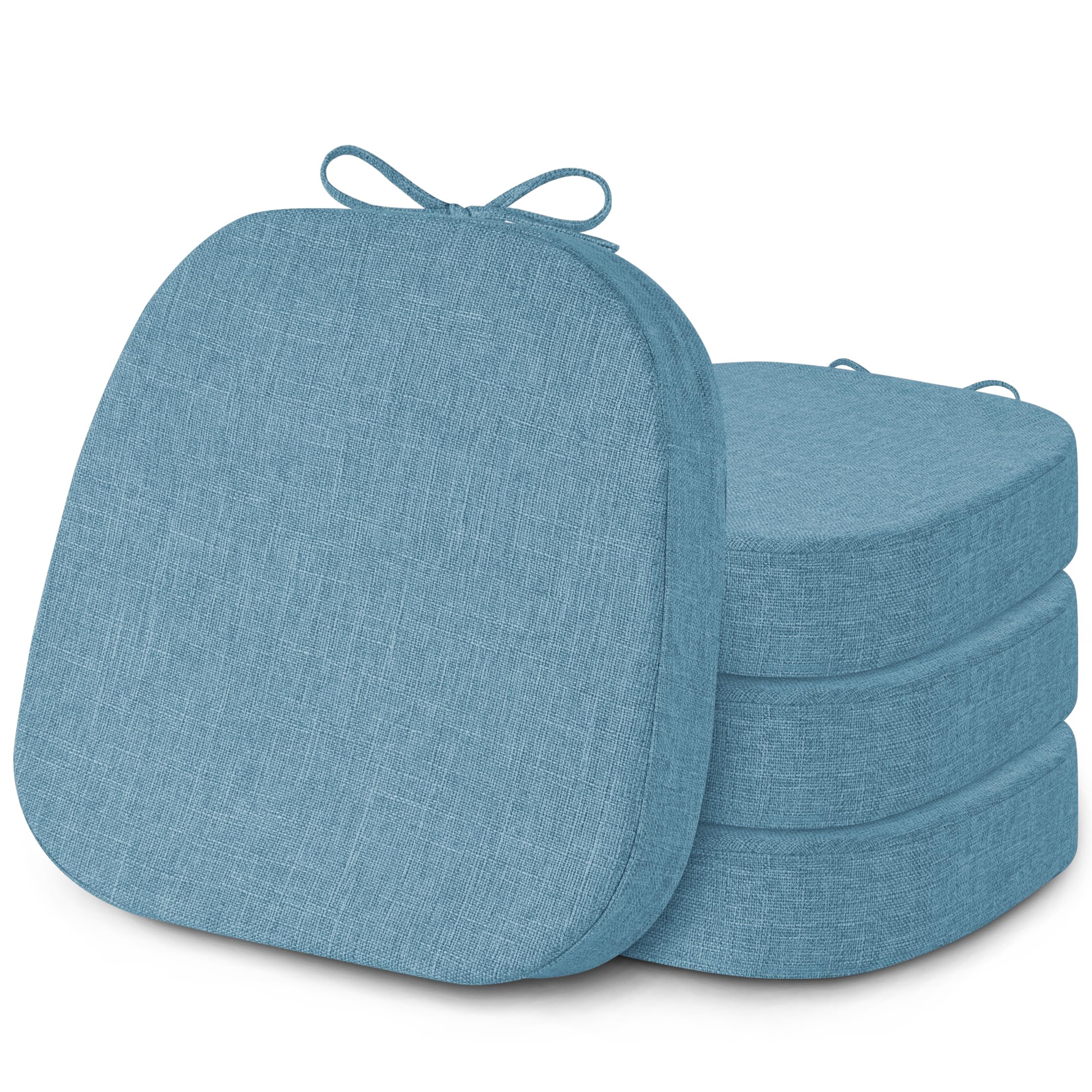 FlyGulls 6.5cm Thick Metal Chair Cushions 4 Pack Light Blue 35.5x35.5cm