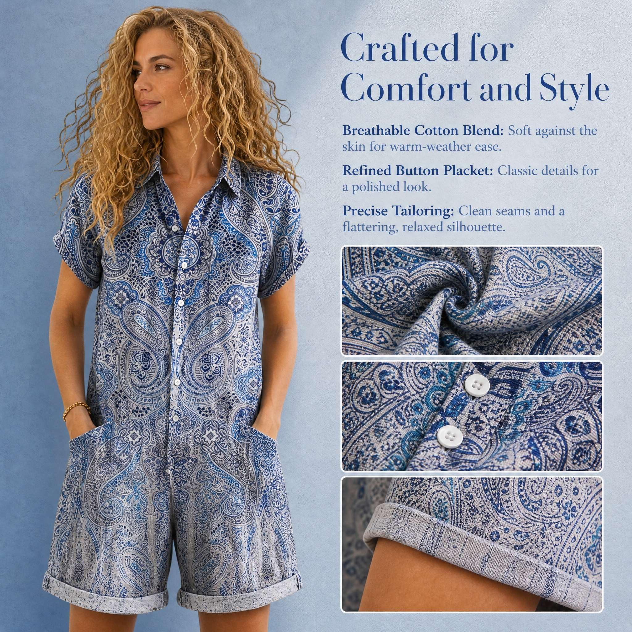Jeans Jumpsuit Damen Sommer Kurzarm Latzhose Vintage Floral Overalls Casual Baggy Playsuit mit Taschen Einteiler Loose Fit Hosenanzug Boho Hippie Style Bunte Blumen Hose Gartenhose