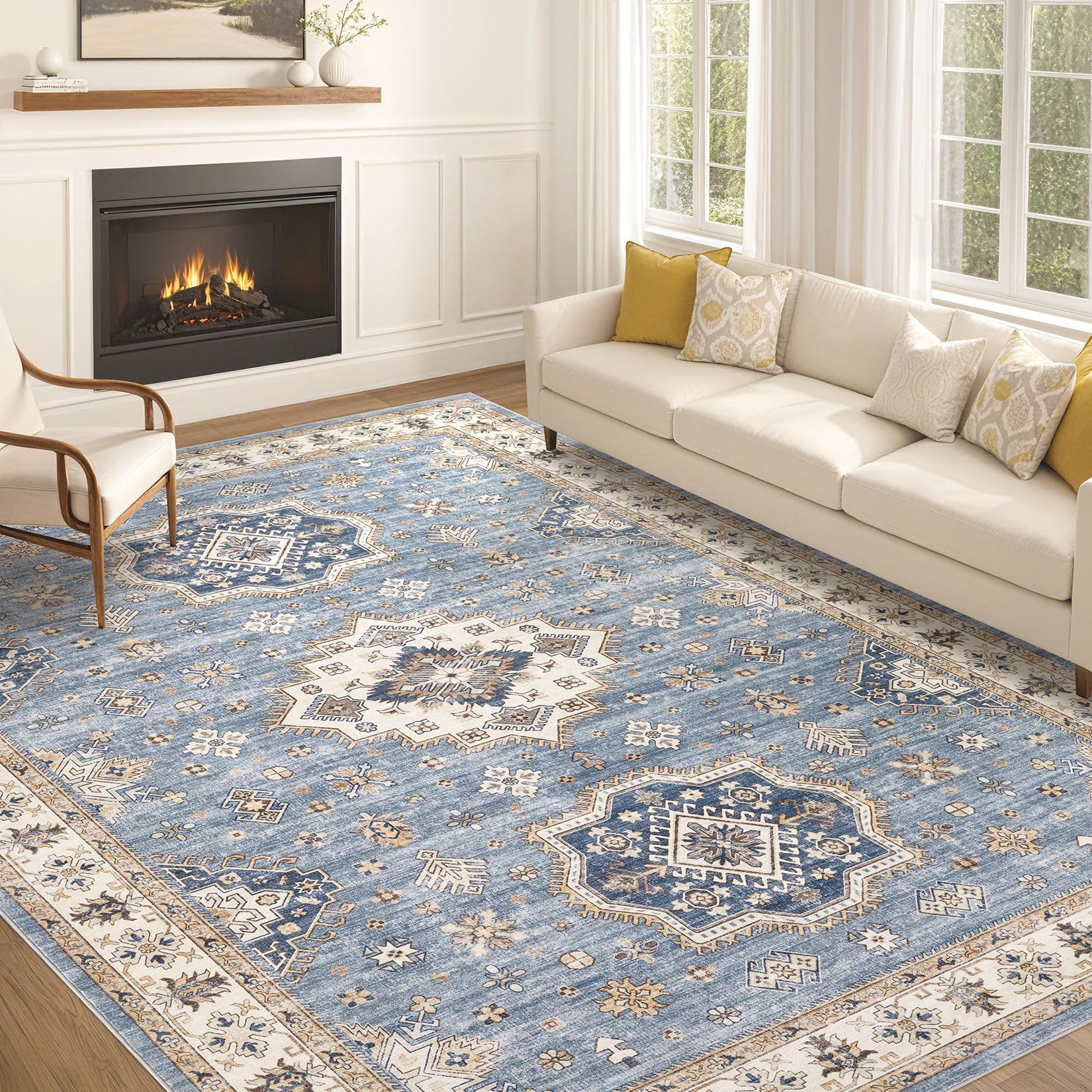 EIEIHOUSE 10x12 Area Rug Washable Vintage Rugs